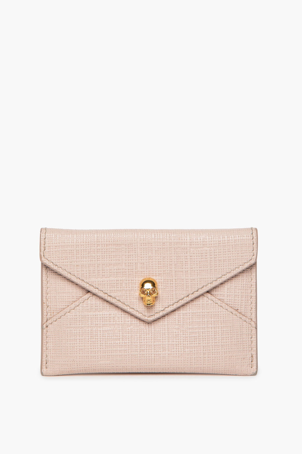 Alexander McQueen Light Pink Embossed Leather Envelope Skull Cardholder