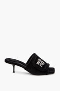Alexander Wang Black Velour Jessie Padded Logo Slides Size 37