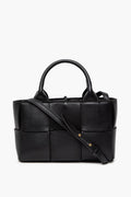 Bottega Veneta Black Leather Arco Mini Intrecciato Tote