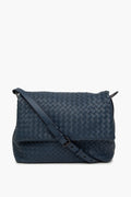 Bottega Veneta Blue Nappa Leather Intrecciato Shoulder Bag
