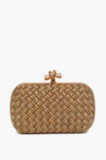 Bottega Veneta Gold Intrecciato Woven Metal Knot Minaudière Clutch