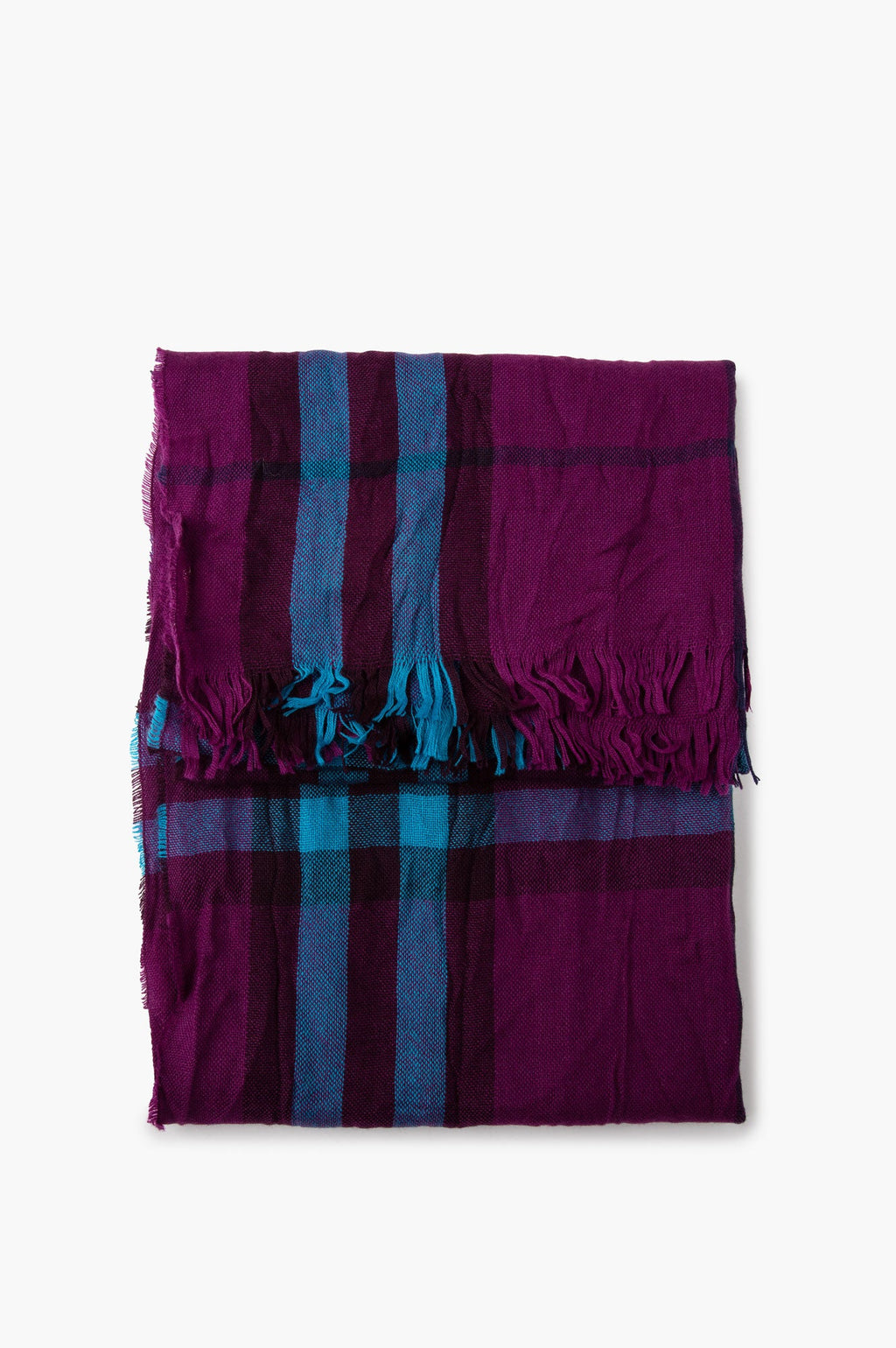 Burberry Purple/Blue Check Merino-Cashmere Gauze Scarf