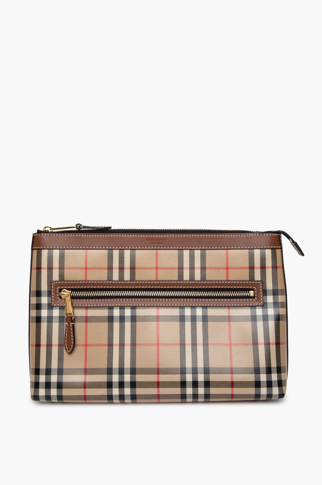 Burberry Vintage Check Coated Gabardine Zip Clutch