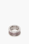 Bvlgari 18k White Gold Pavé Pink Sapphire B.zero1 4-Band Ring