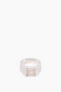 Cartier 18K White Gold Pink Moonstone Tank Ring