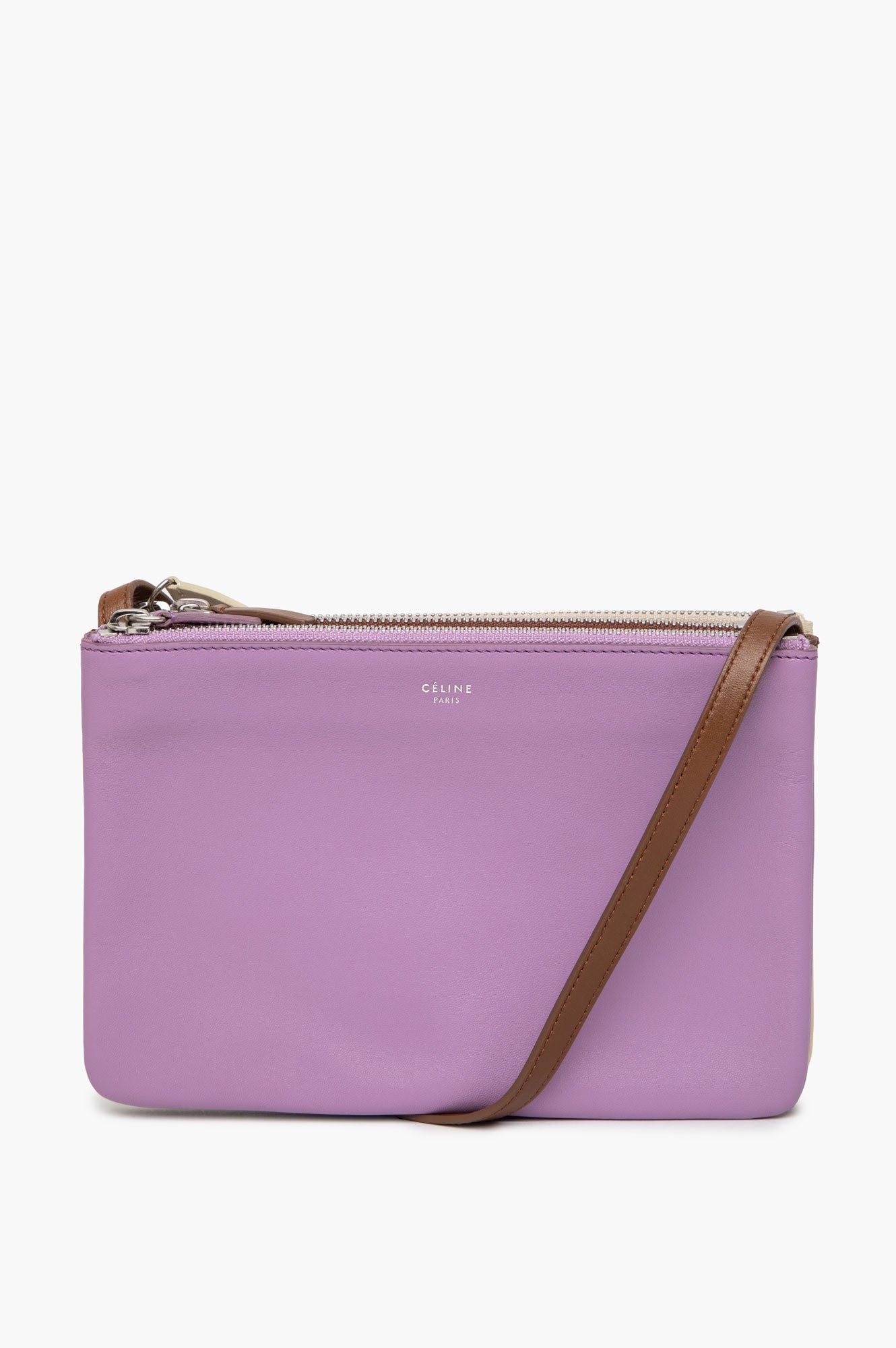 Celine Lilac/Brown/Ecru Lambskin Trio Bag