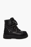 Chanel Black Quilted Calfskin Grosgrain Cap Toe Combat Boots Size 37