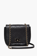 Chanel Black Stitched Calfskin Small Covered CC Flap Bag