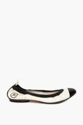 Chanel Black/White Patent leather CC Cap Toe Ballet Flats Size 37