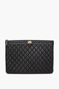 Chanel Boy Large Black Lambskin Zip Pouch