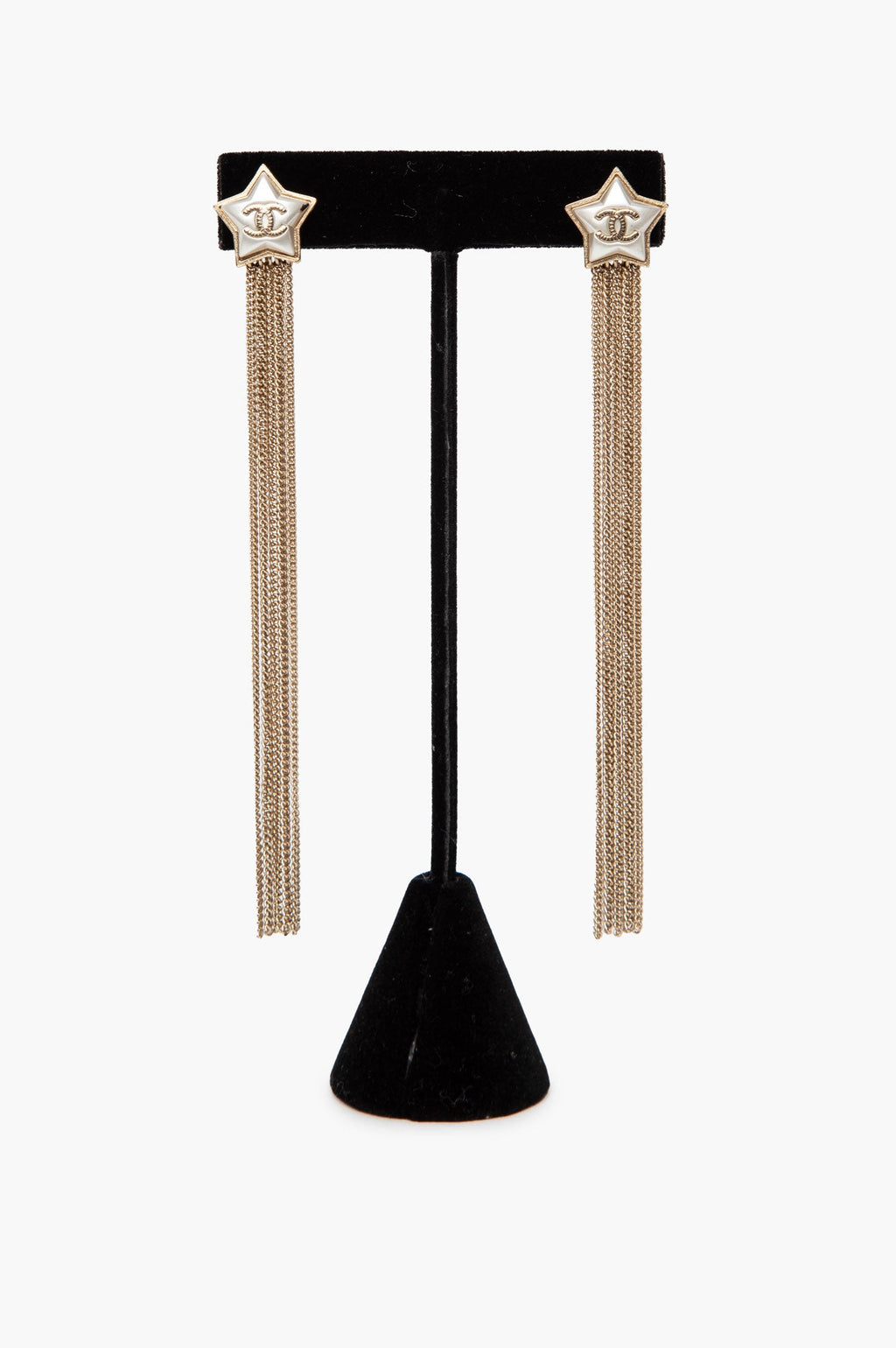 Chanel CC Star Fringe Drop Earrings