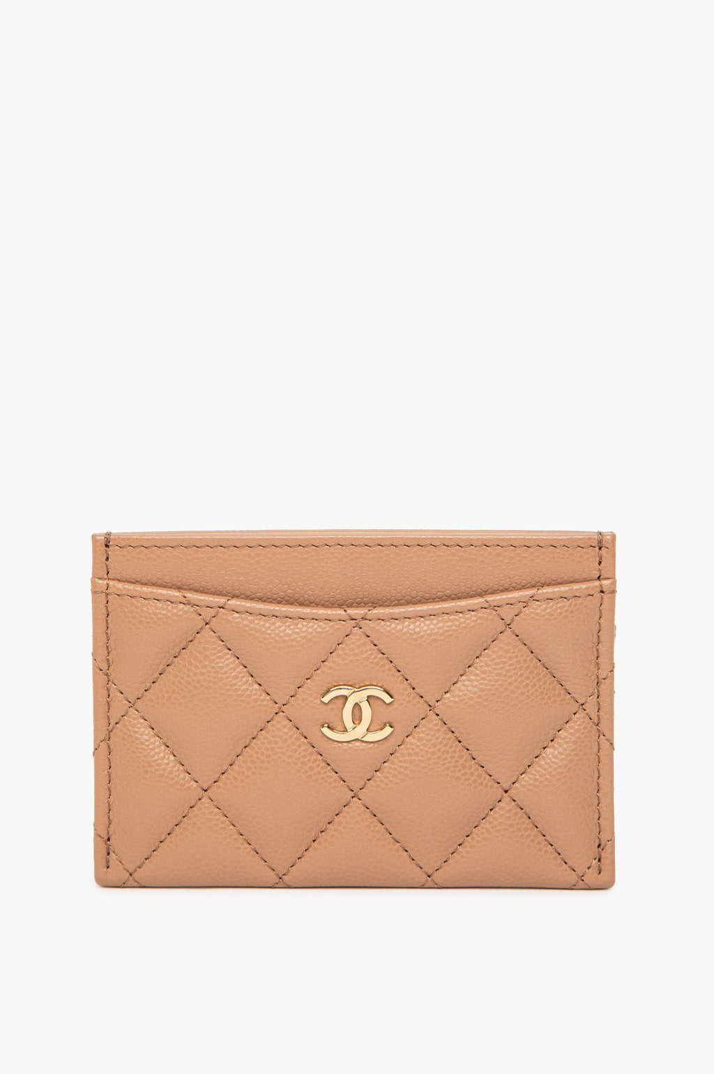 Chanel Dark Beige Quilted Caviar Cardholder