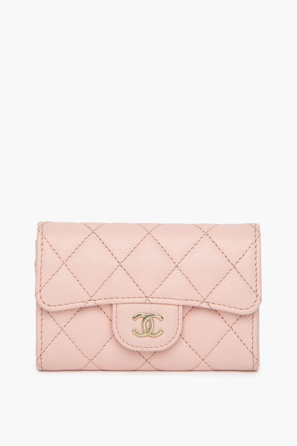 Chanel Light Pink Quilted Caviar Cardholder