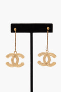 Chanel Matte Gold CC Chain Drop Earrings