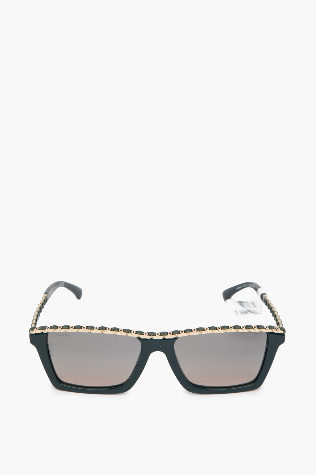 Chanel Rectangle Olive Calfskin CC Logo Polarized Sunglasses