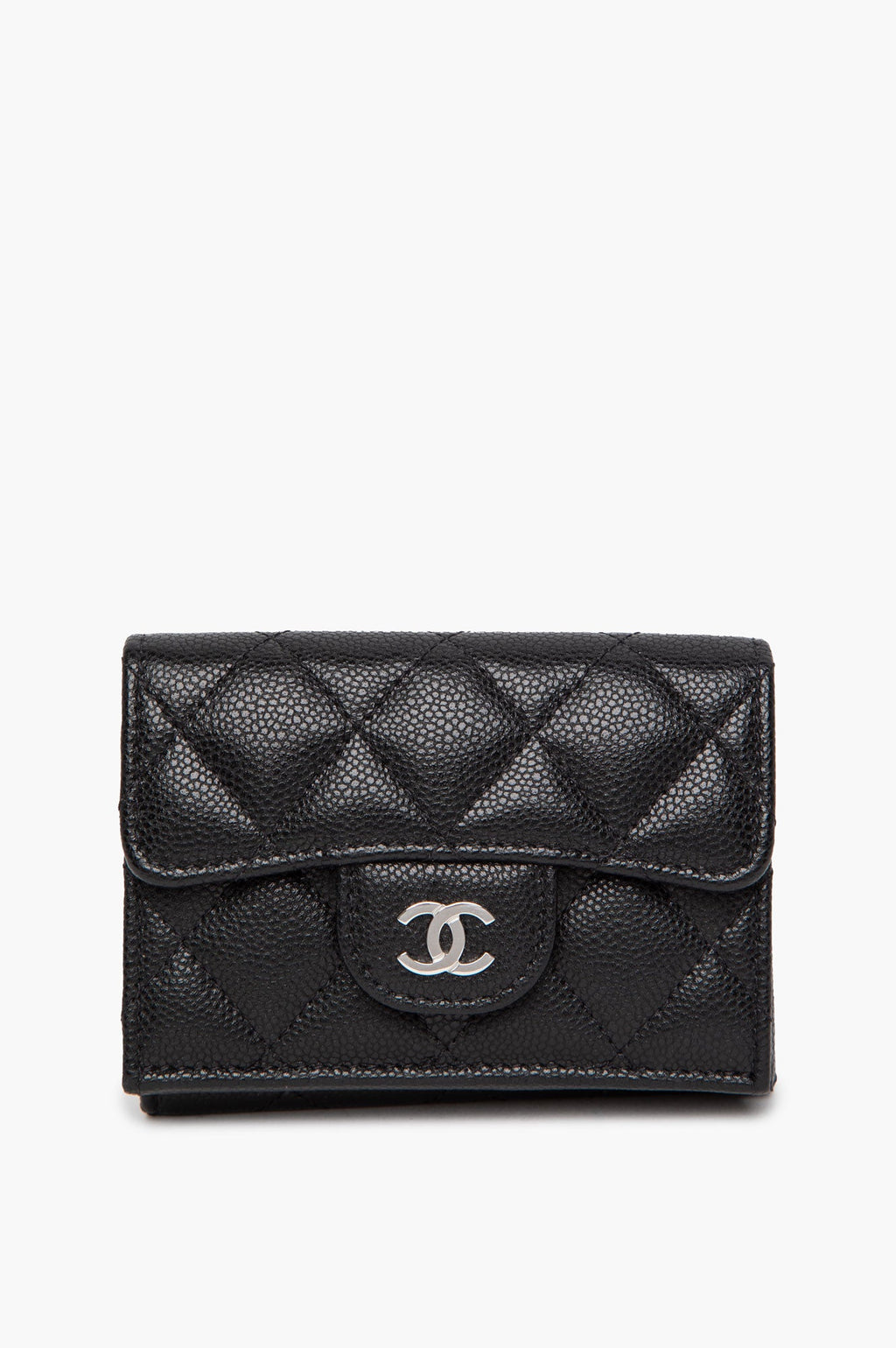 Chanel Small Black Caviar Trifold Flap Wallet