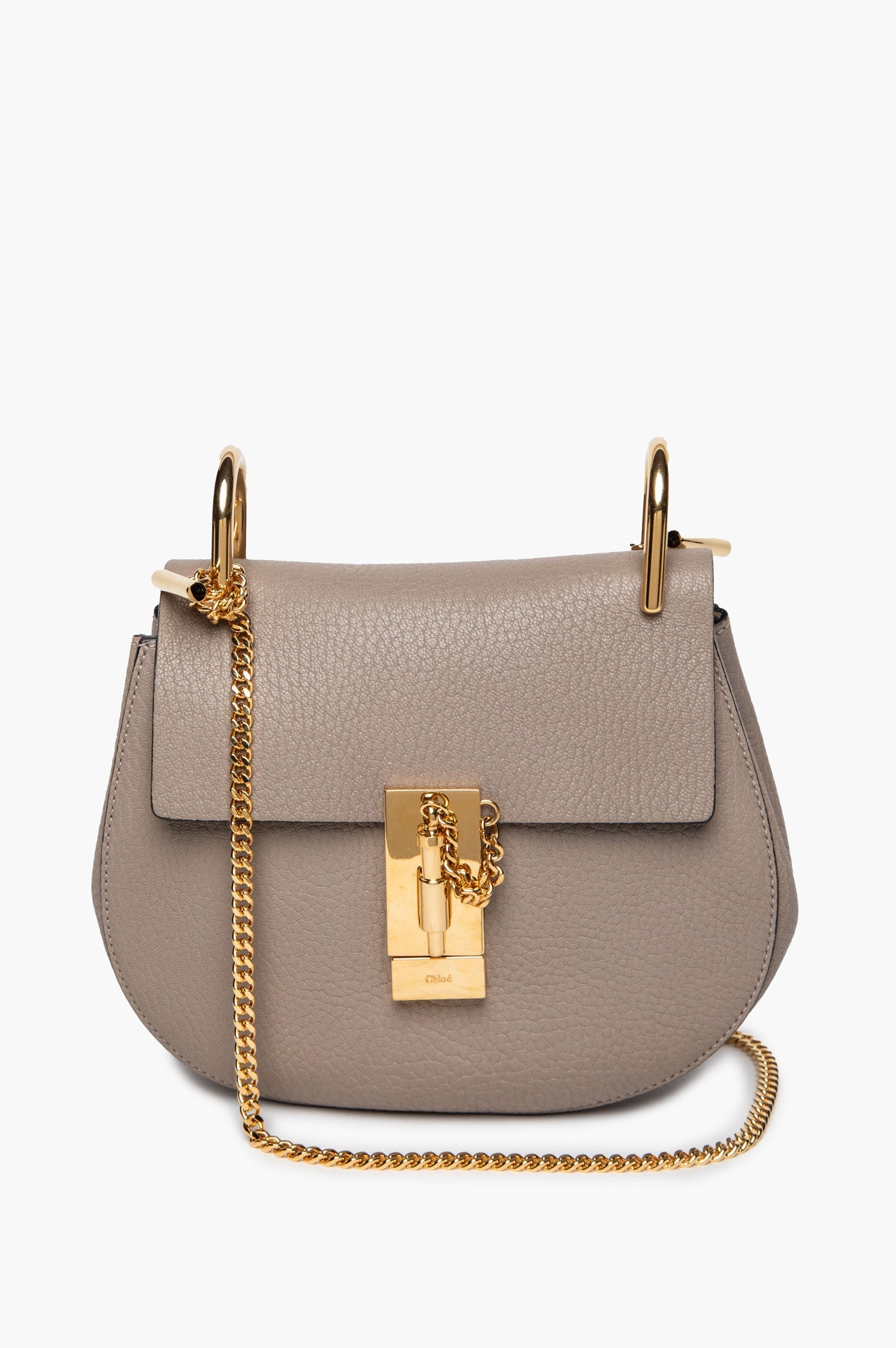 Chloé Small Taupe Grained Leather Drew Bag