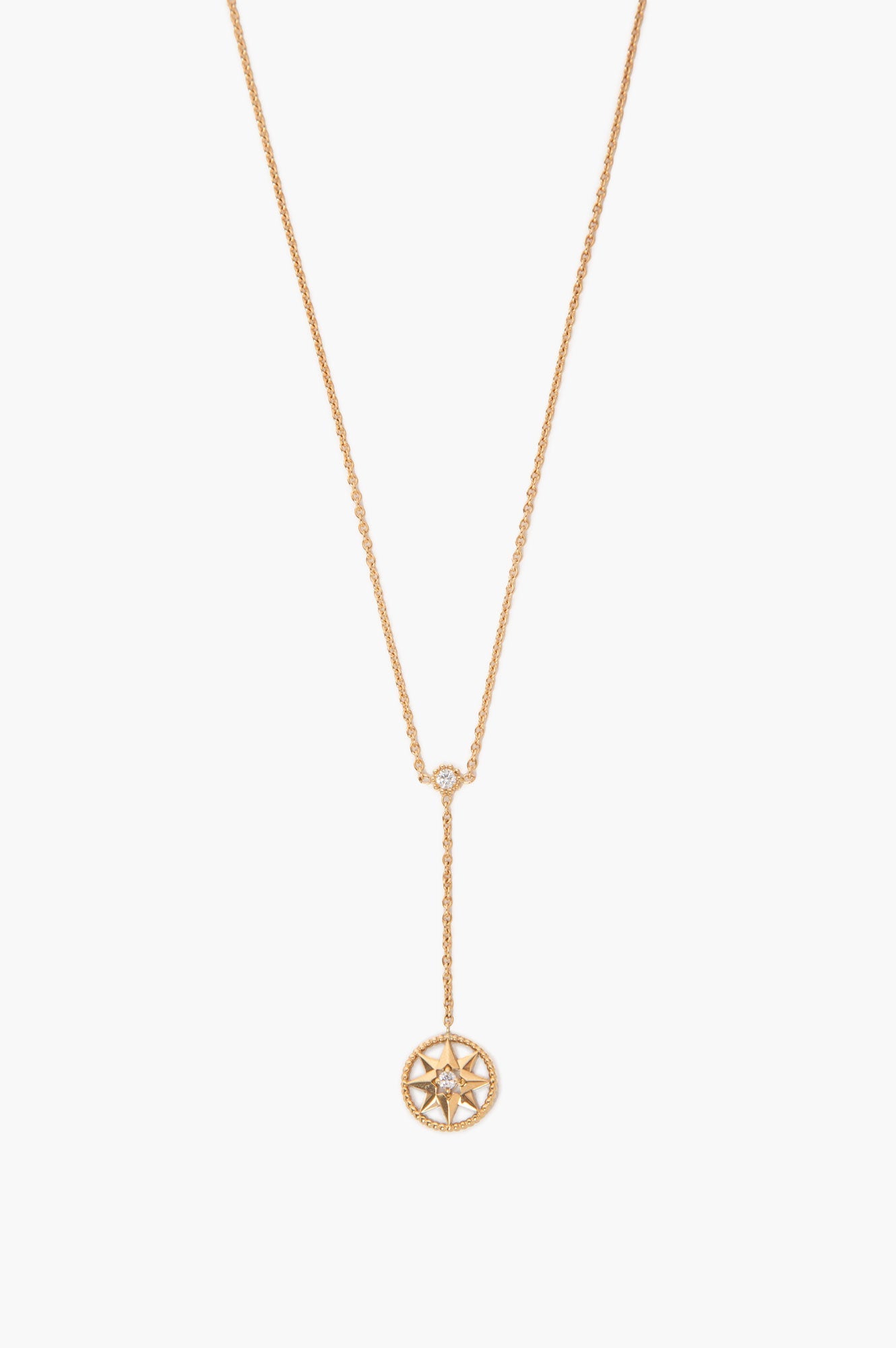 Christian Dior 18k Gold Diamond Mother-of-Pearl Rose des Vents Necklace