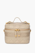 Christian Dior Beige Cannage Lambskin Travel Vanity Bag