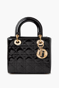 Christian Dior Black Patent Leather Small Lady Dior Bag