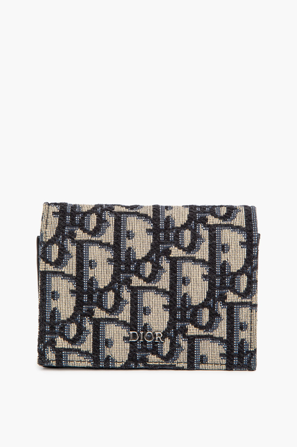 Christian Dior Blue Oblique Jacquard Wallet
