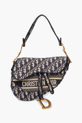 Christian Dior Blue Oblique Medium Saddle Bag