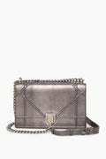 Christian Dior Distressed Silver Calfskin Medium Diorama