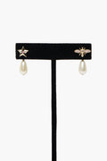Christian Dior Gold Tone Pink Crystal Bee Star Pearl Earrings