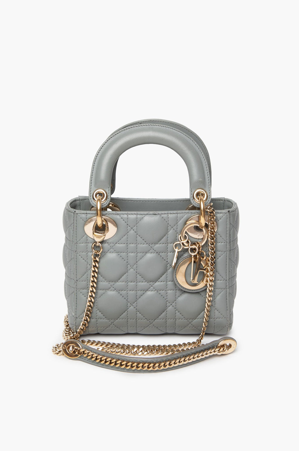 Christian Dior Grey Cannage Mini Lady Dior Bag