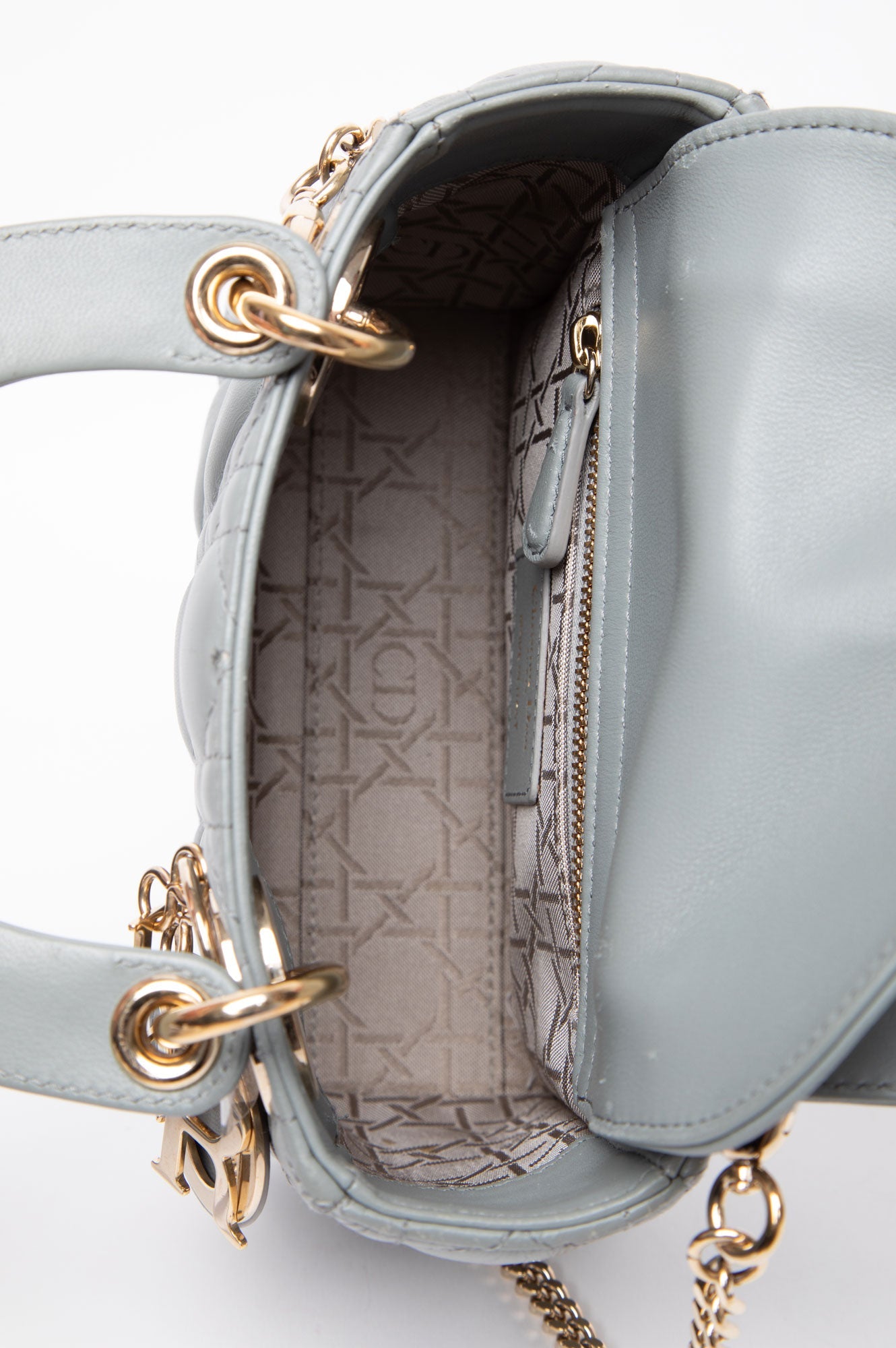 Christian Dior Grey Cannage Mini Lady Dior Bag