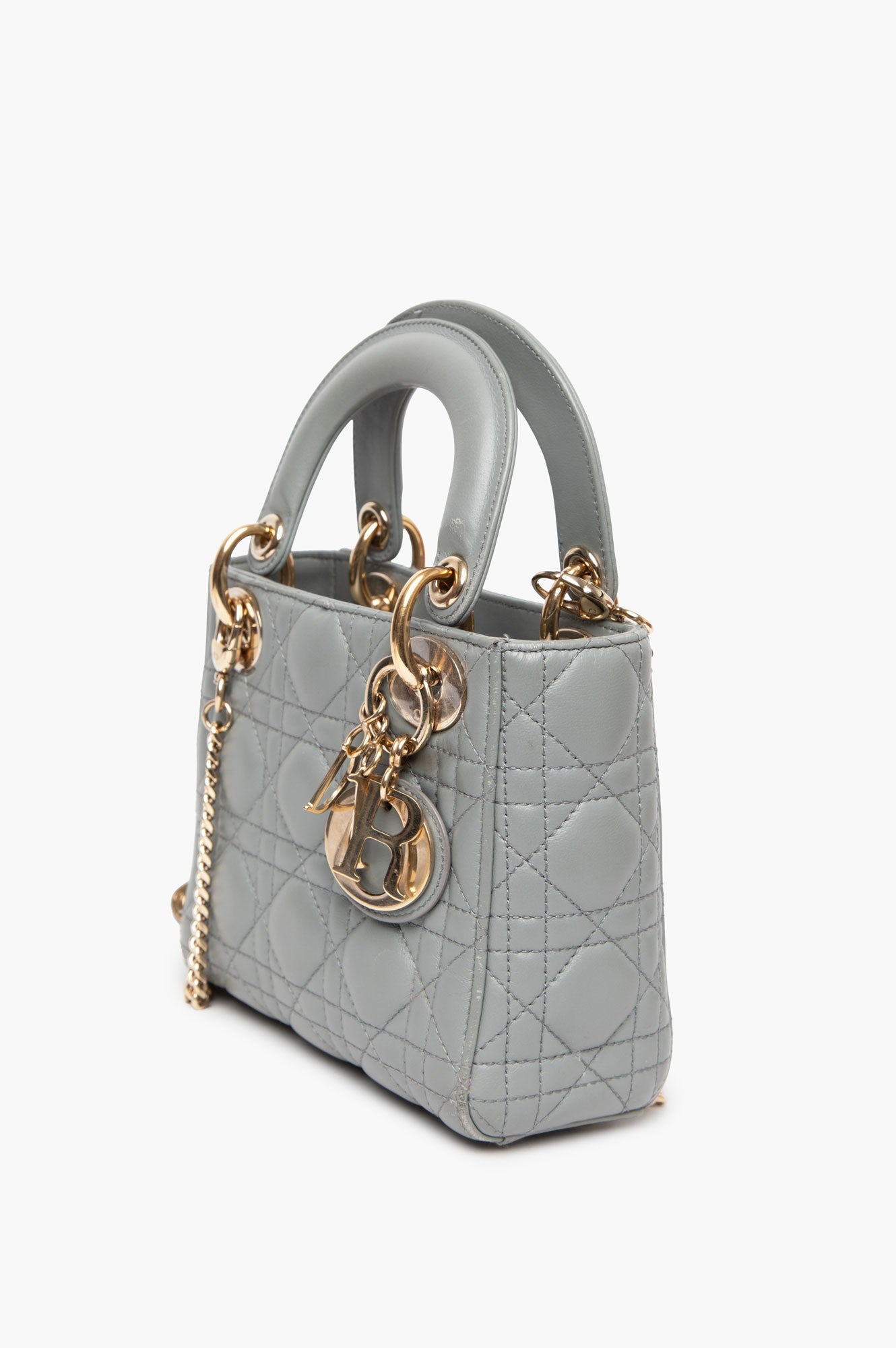 Christian Dior Grey Cannage Mini Lady Dior Bag