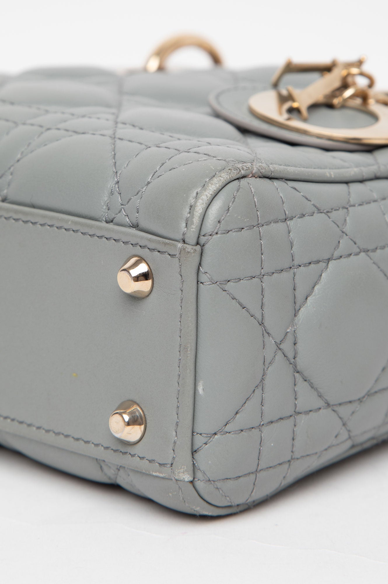 Christian Dior Grey Cannage Mini Lady Dior Bag