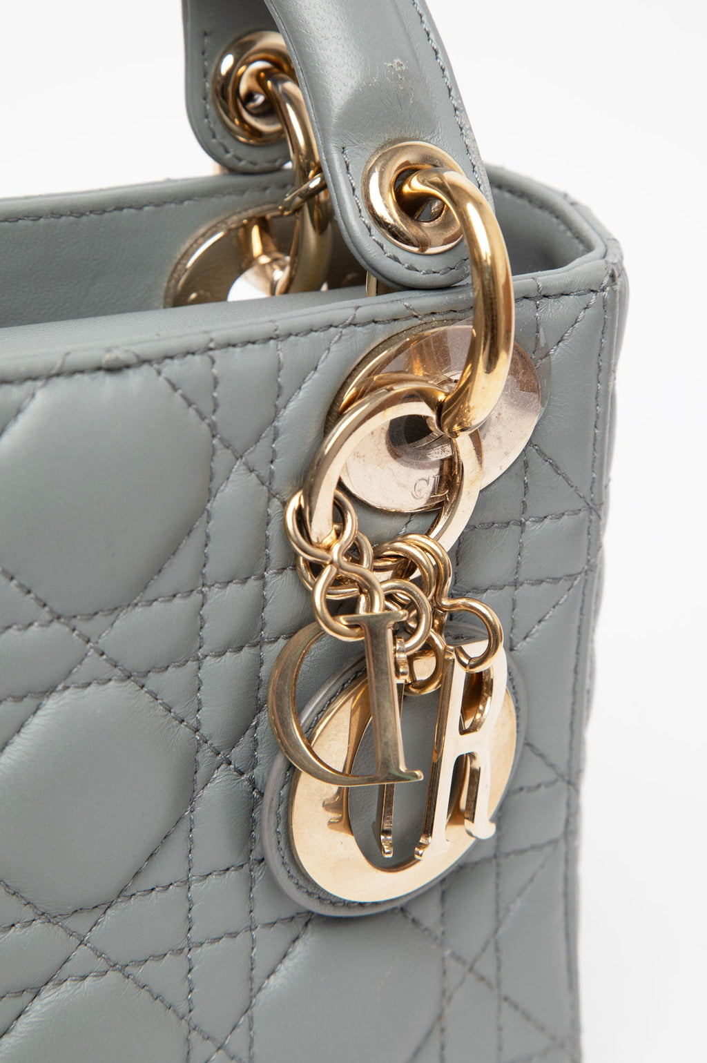 Christian Dior Grey Cannage Mini Lady Dior Bag