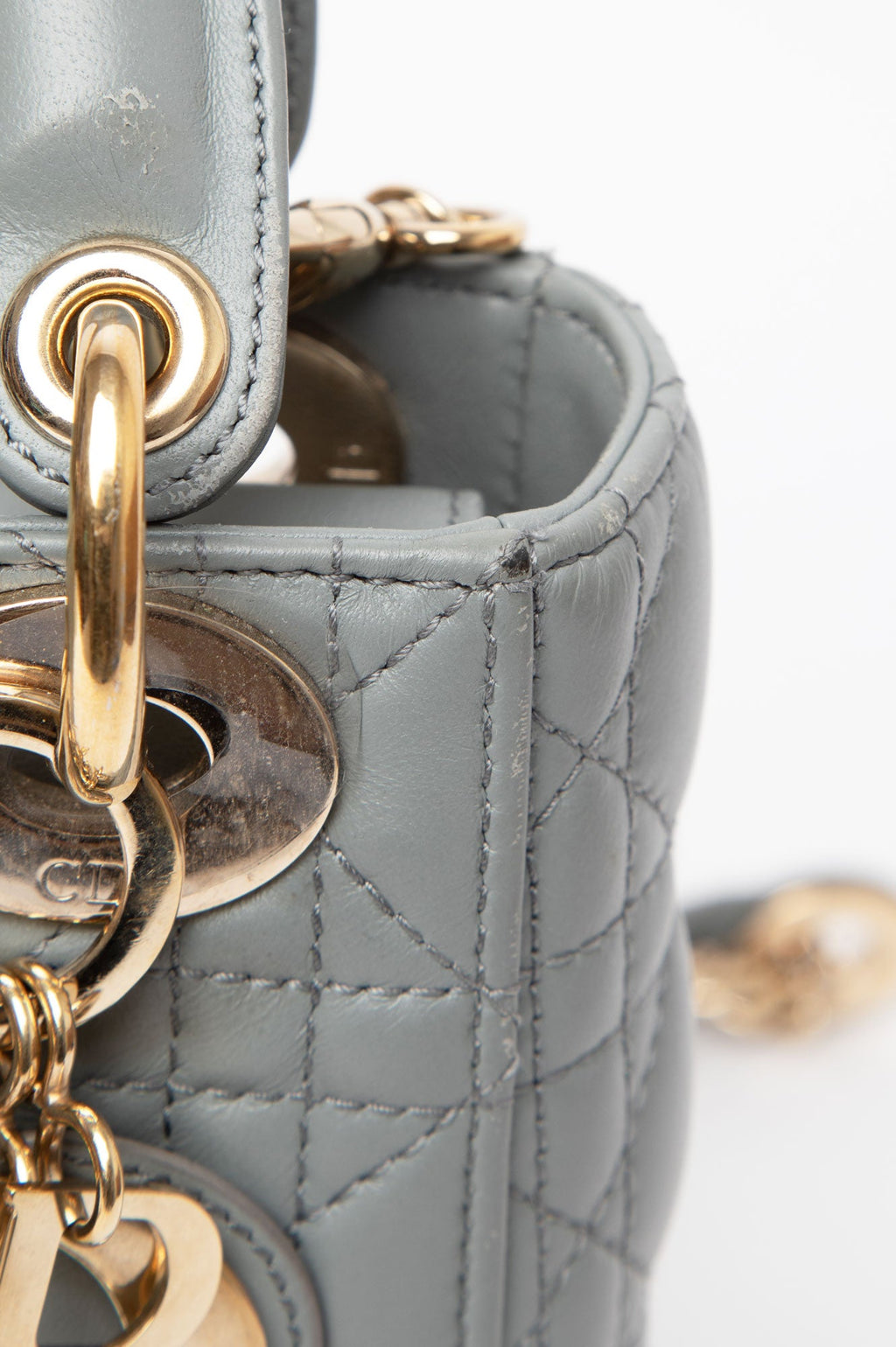 Christian Dior Grey Cannage Mini Lady Dior Bag