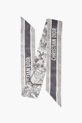 Christian Dior Grey Toile de Jouy Sauvage Mitzah Silk Twilly