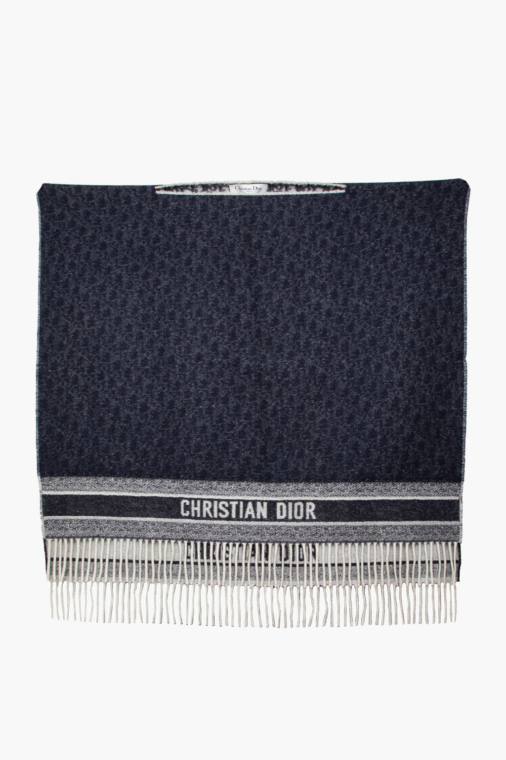 Christian Dior Navy Blue Cashmere Oblique Poncho