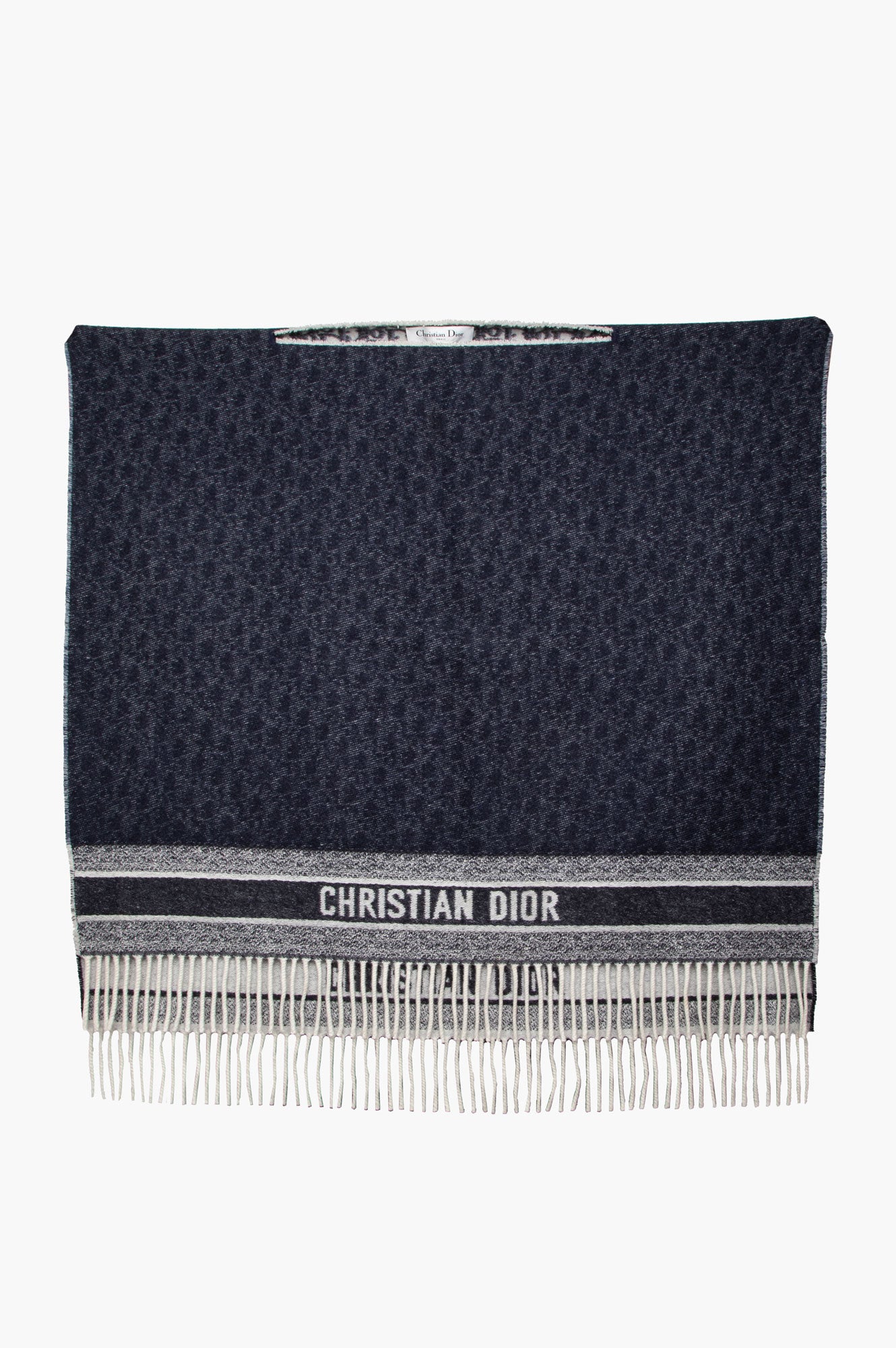 Christian Dior Navy Blue Cashmere Oblique Poncho