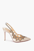 Christian Louboutin Cream Satin Stellare 100 Slingback Pumps Size 37.5