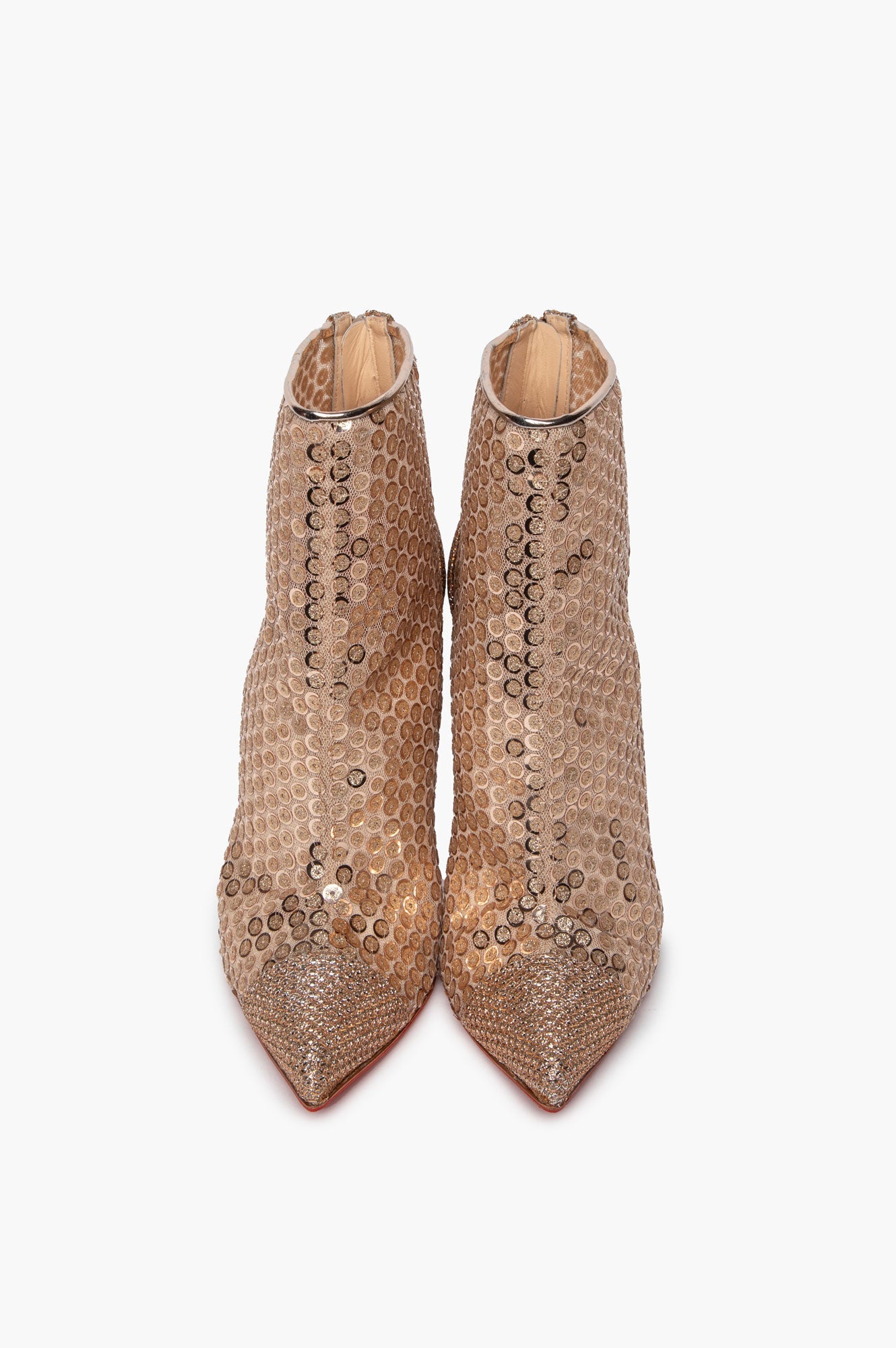 Christian Louboutin Gold Glitter Sequin Gipsy 100 Booties Size 36
