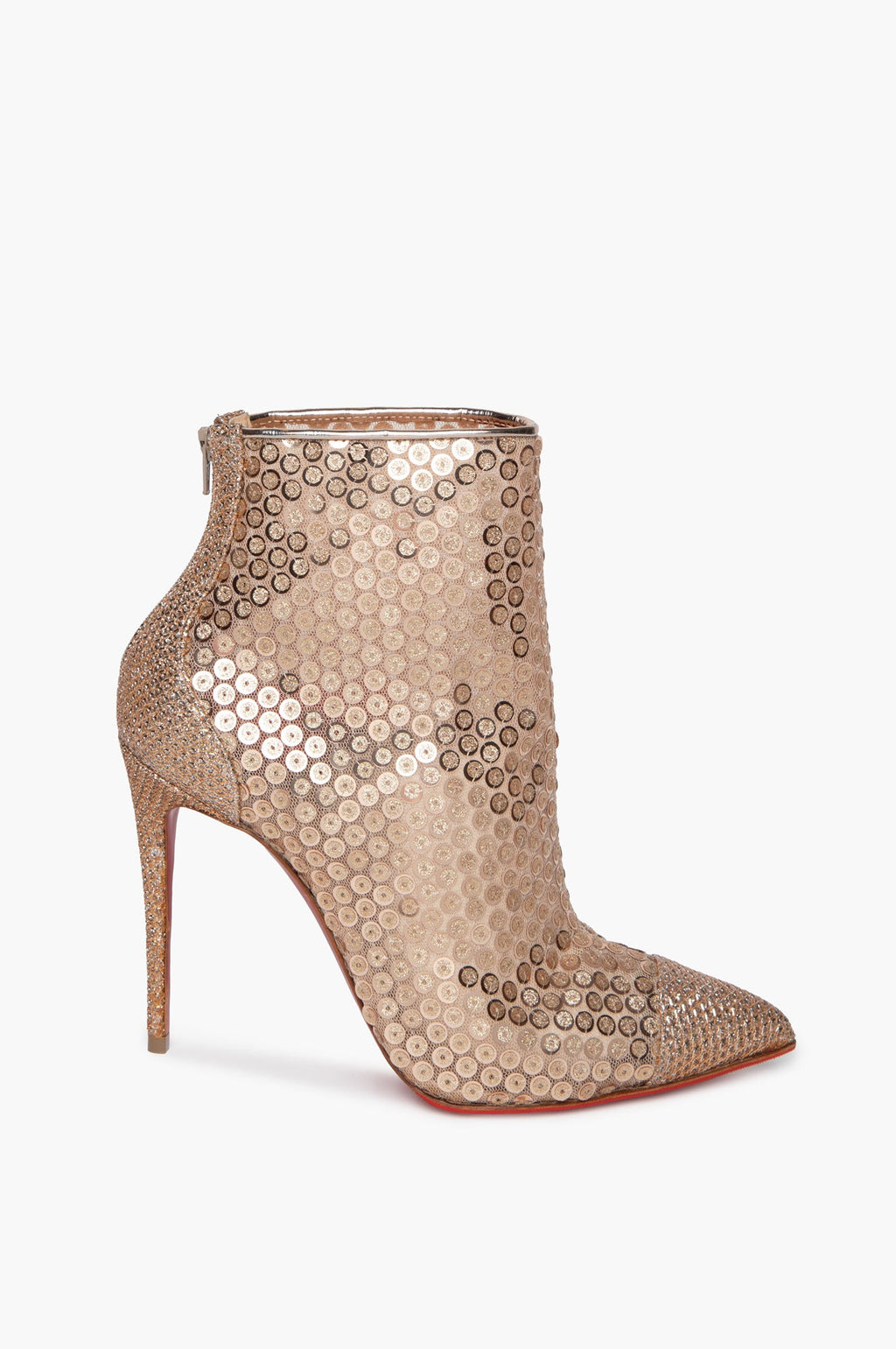 Christian Louboutin Gold Glitter Sequin Gipsy 100 Booties Size 36