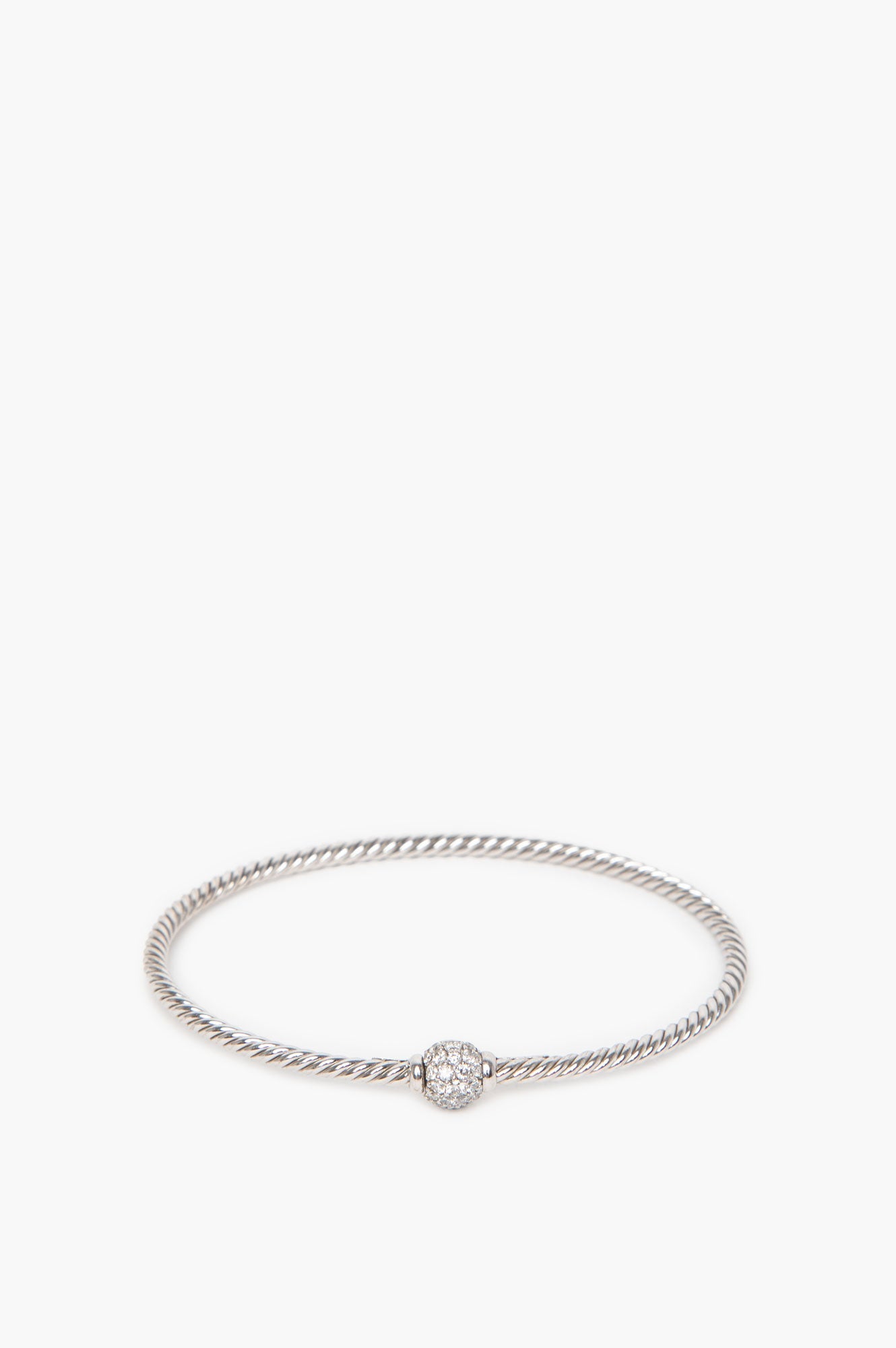 David Yurman 18K White Gold Pavé Diamond Bangle