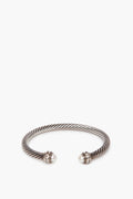 David Yurman Sterling Silver Diamond Pearl Classic Cable Bracelet