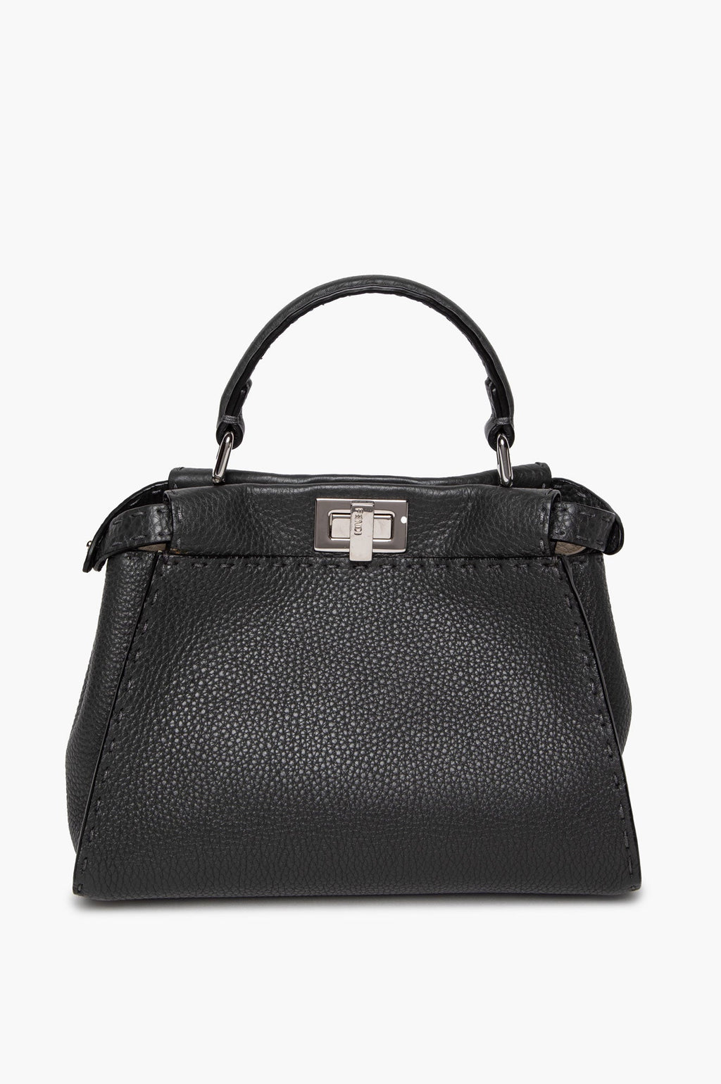 Fendi Grey Asphalt Selleria Leather Mini Peekaboo Bag