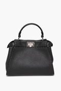Fendi Grey Asphalt Selleria Leather Mini Peekaboo Bag
