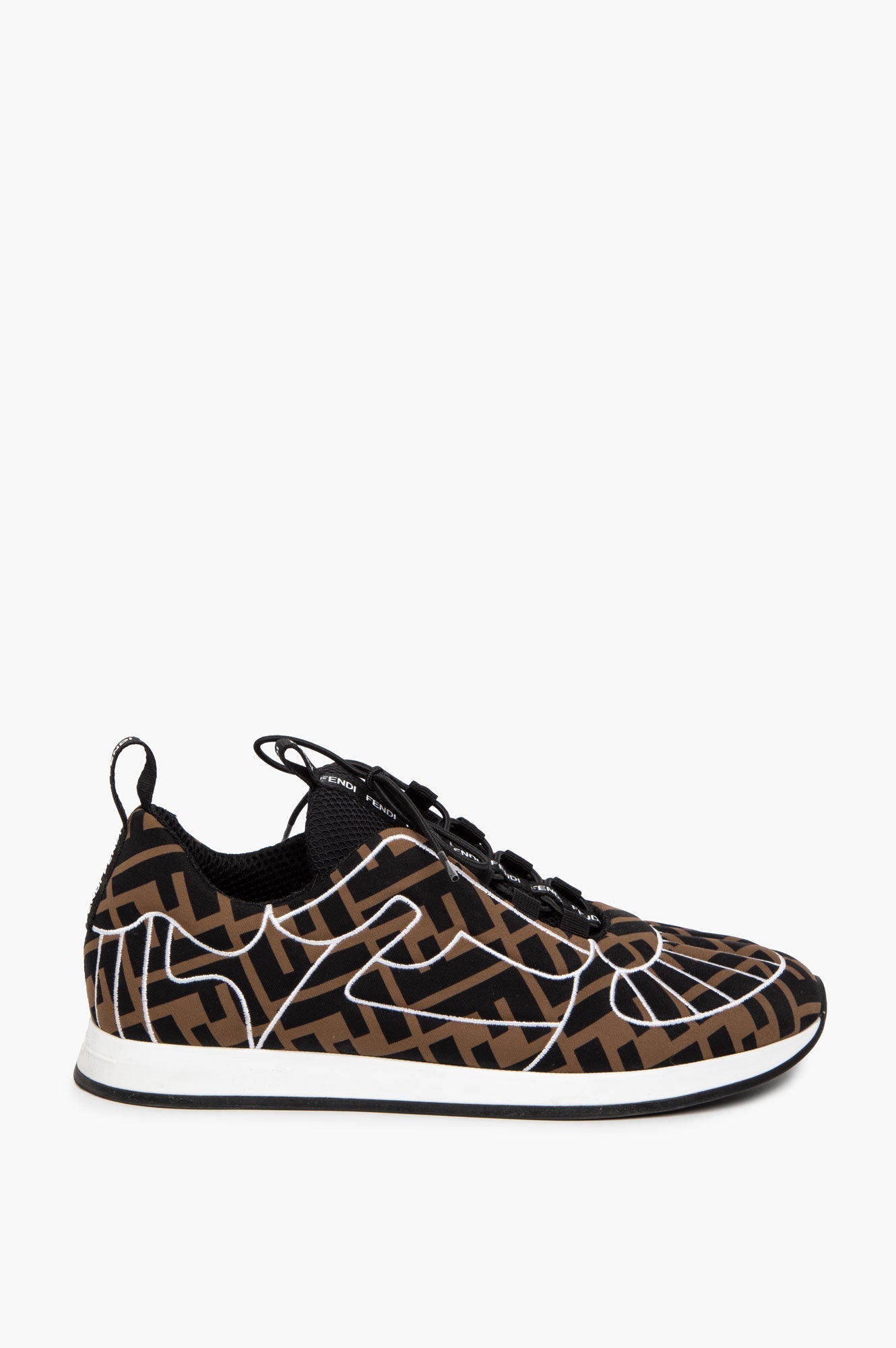 Fendi Tobacco Zucca Technical Fabric FFreedom Sneakers Size 38