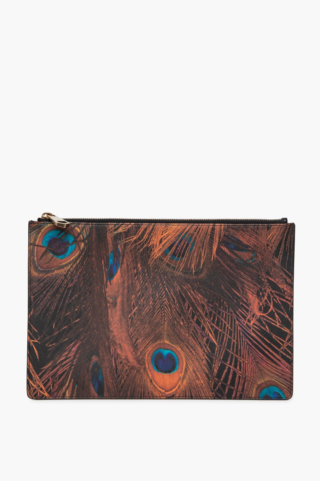 Givenchy Peacock Feather Print Zip Clutch