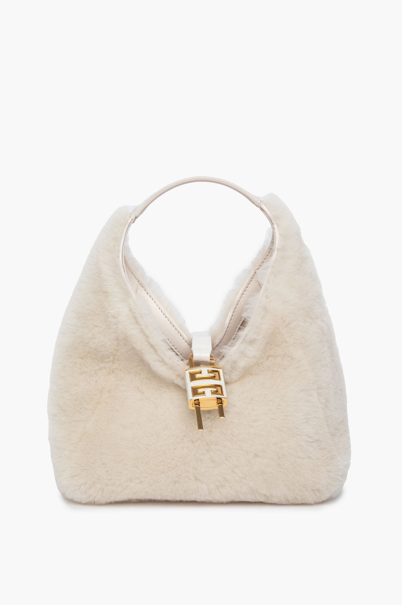 Givenchy White Shearling Mini G-Lock Hobo Bag