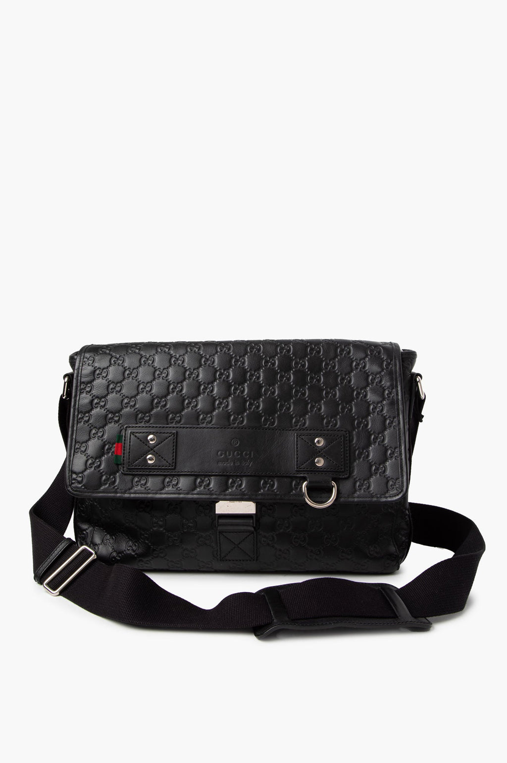 Gucci Black Guccissima Rubber Medium Messenger Bag