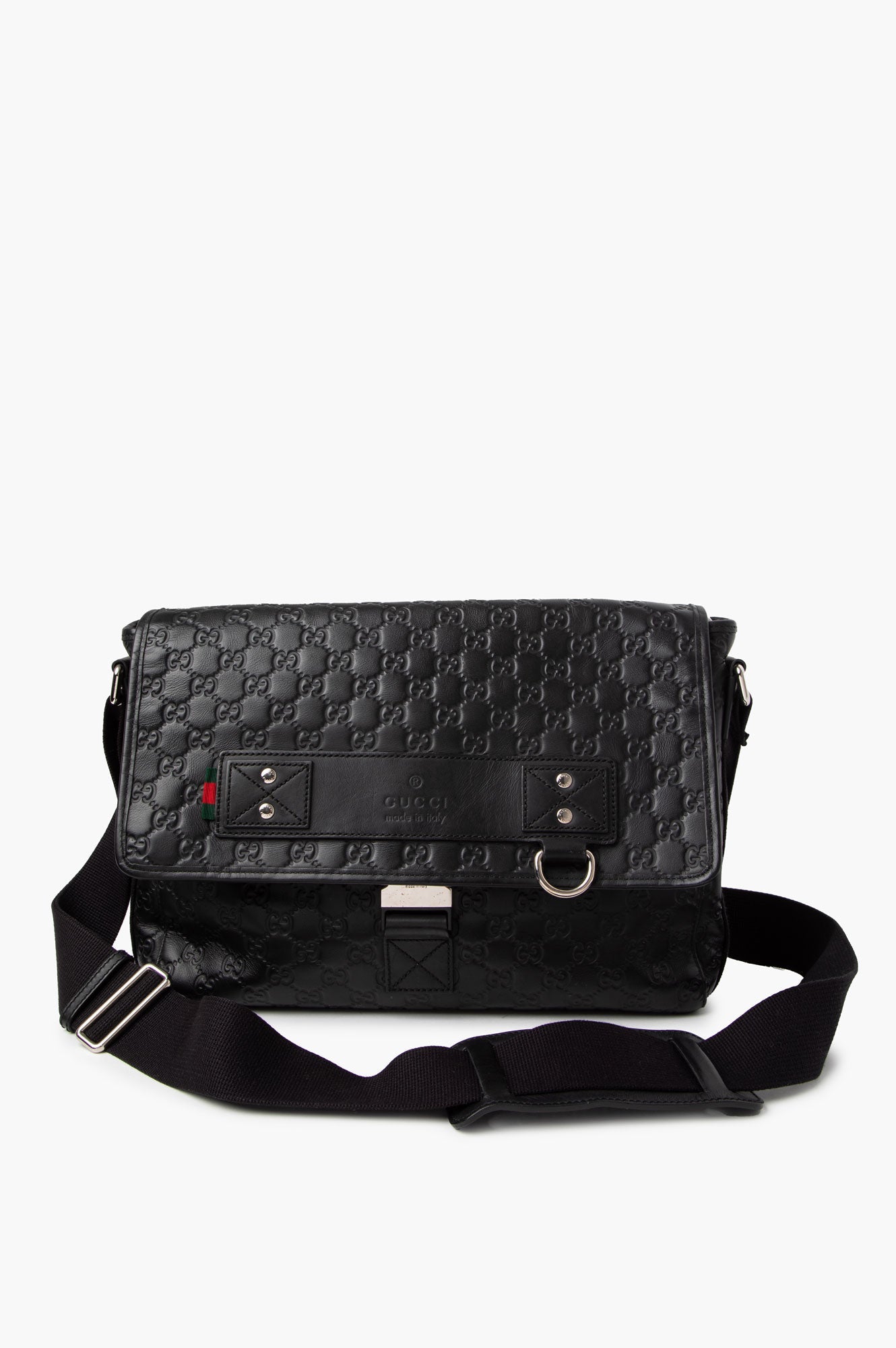 Gucci Black Guccissima Rubber Medium Messenger Bag
