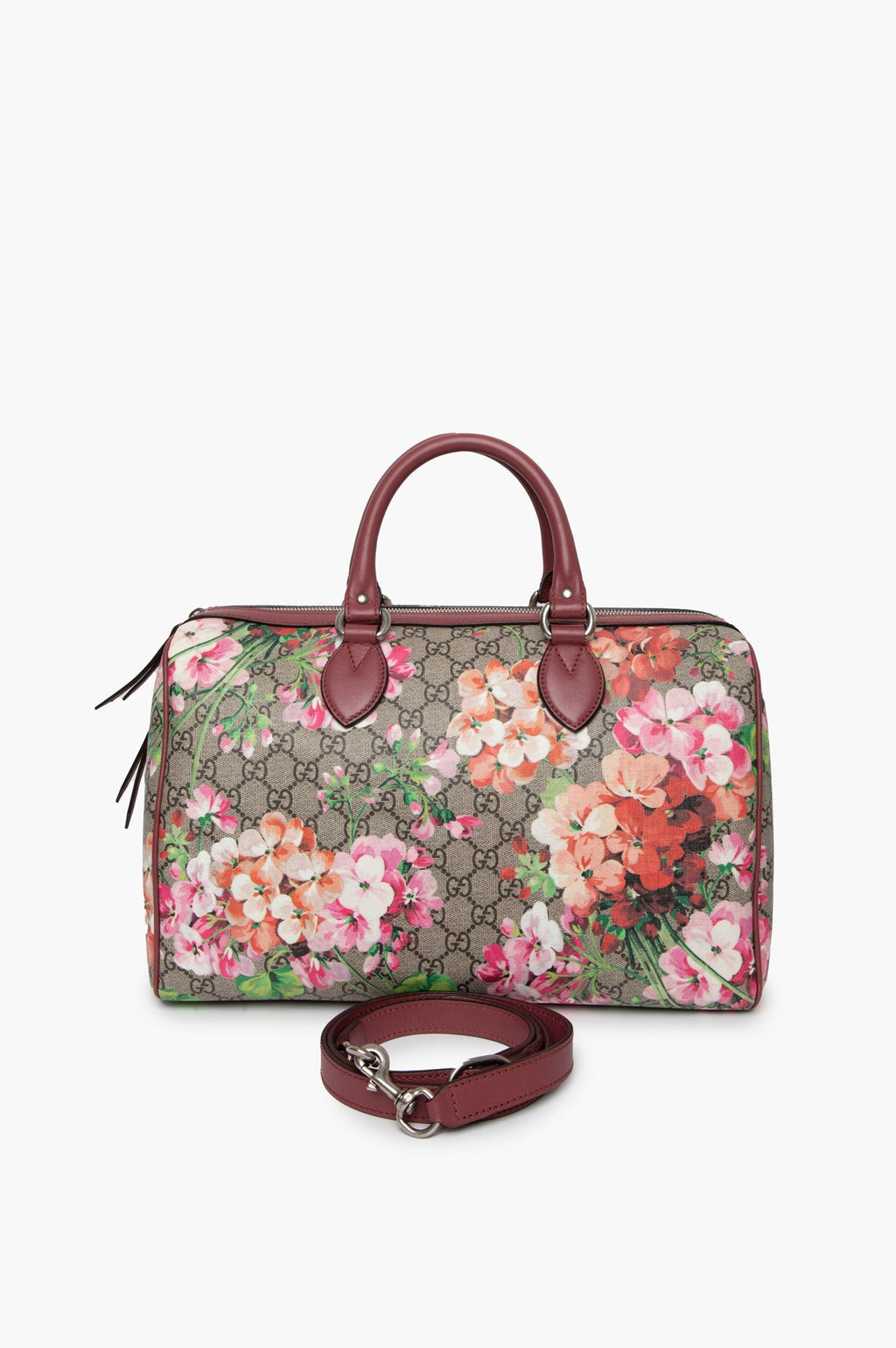 Gucci GG Supreme Blooms Medium Boston Bag